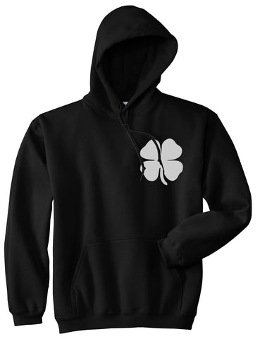 Four Leaf Clover Chest Black Pullover Hoodie by Kings Of NY