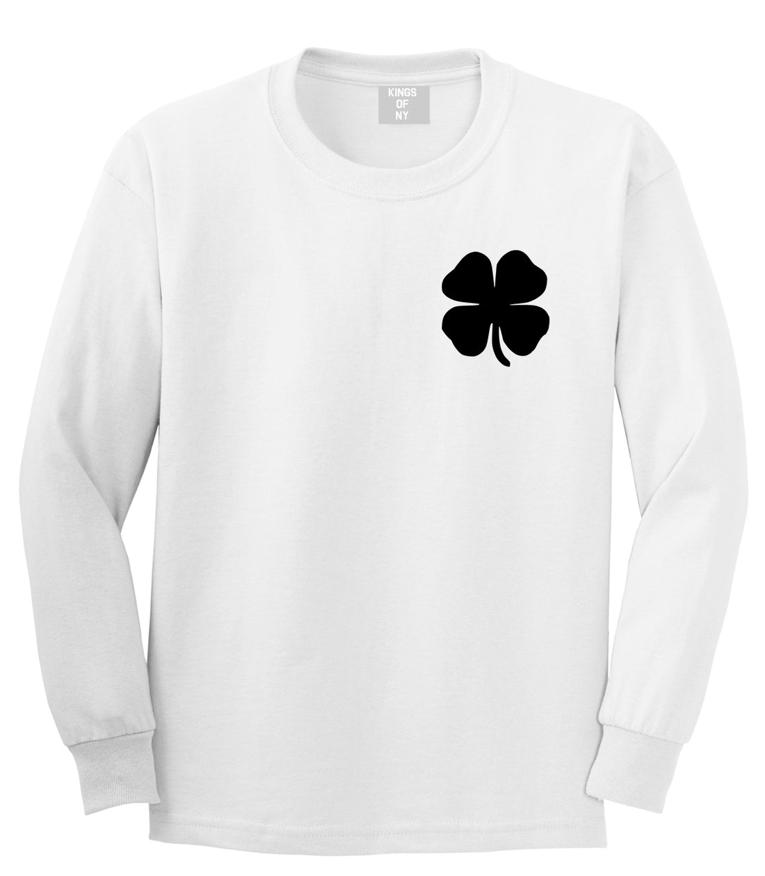 Four Leaf Clover Chest White Long Sleeve T-Shirt by Kings Of NY