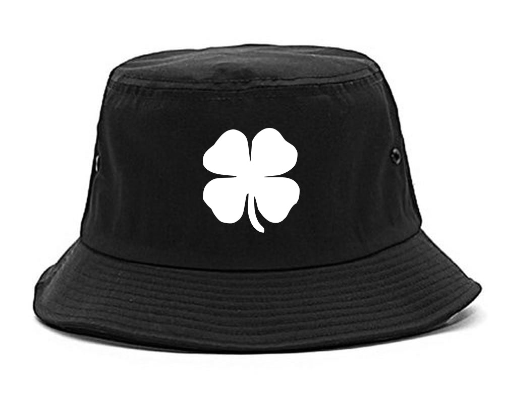 Four Leaf Clover Chest Bucket Hat Black