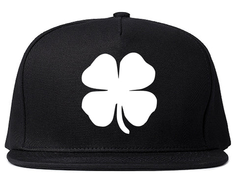 Four Leaf Clover Chest Snapback Hat Black