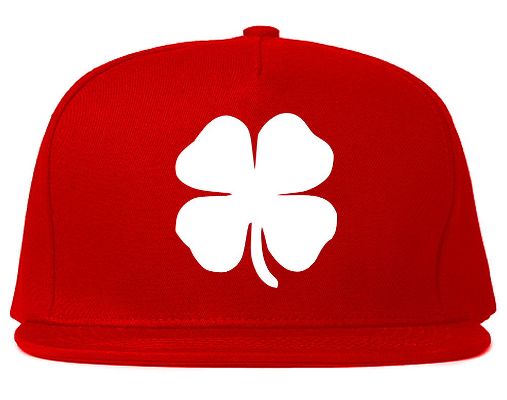 Four Leaf Clover Chest Snapback Hat Red