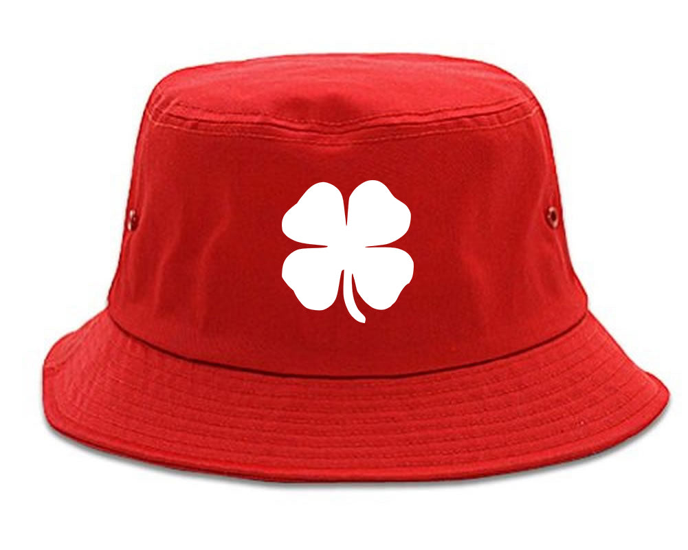 Four Leaf Clover Chest Bucket Hat Red