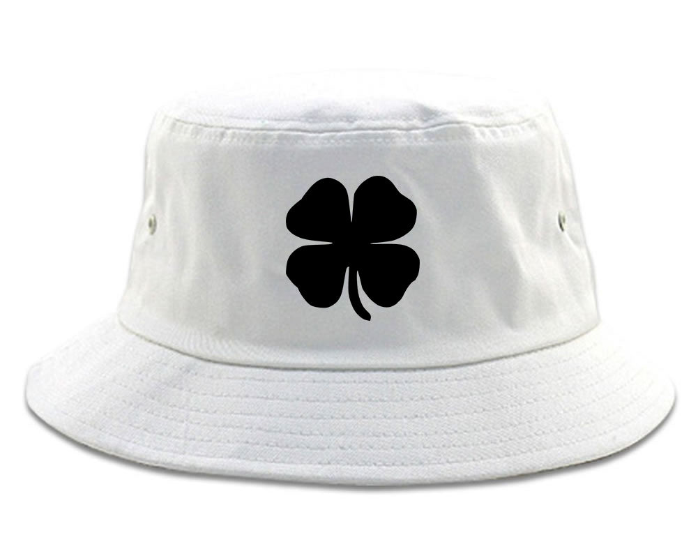 Four Leaf Clover Chest Bucket Hat White