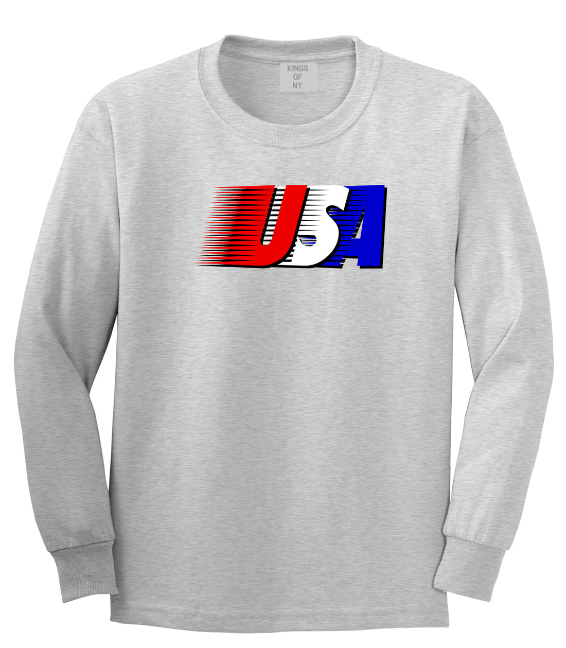 Fourth Of July USA Mens Grey Long Sleeve T-Shirt by KINGS OF NY