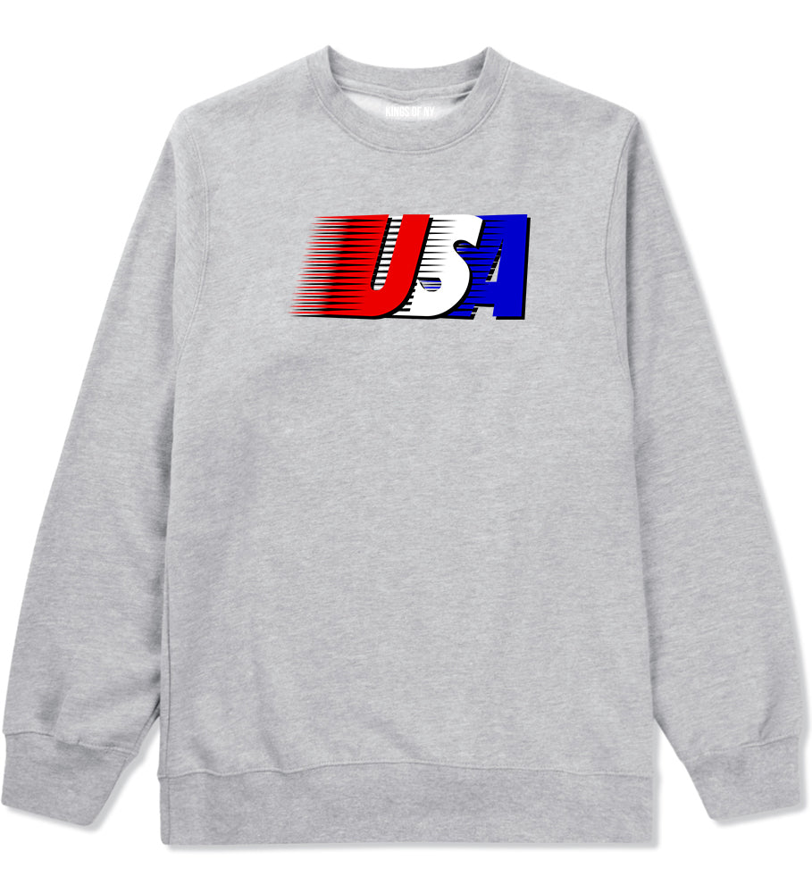 Fourth Of July USA Mens Grey Crewneck Sweatshirt by KINGS OF NY