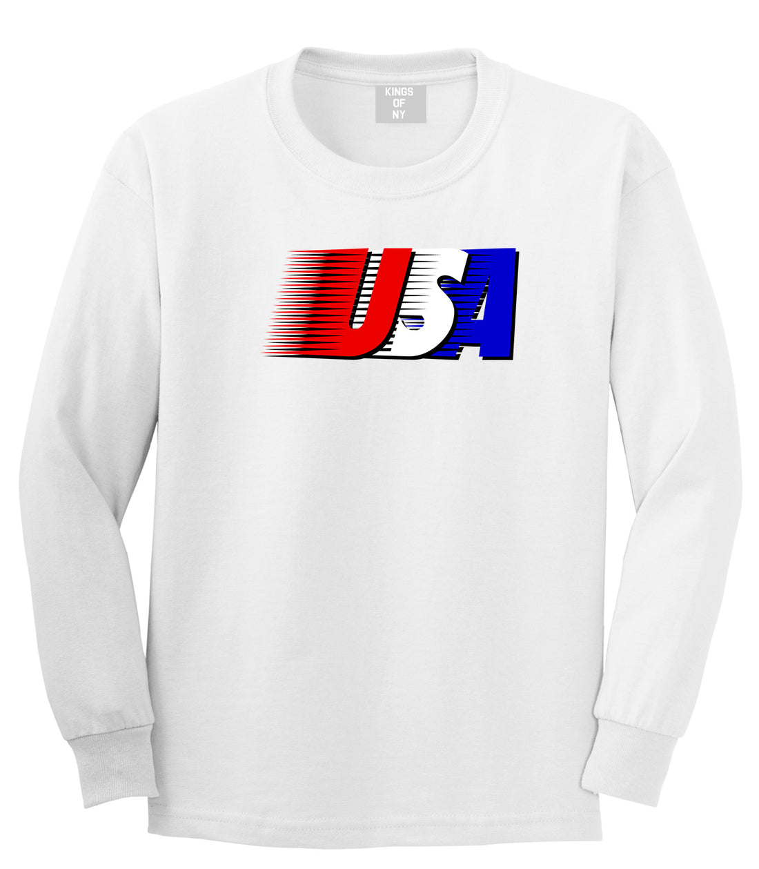 Fourth Of July USA Mens White Long Sleeve T-Shirt by KINGS OF NY