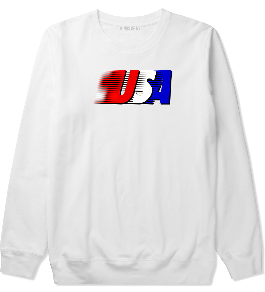 Fourth Of July USA Mens White Crewneck Sweatshirt by KINGS OF NY