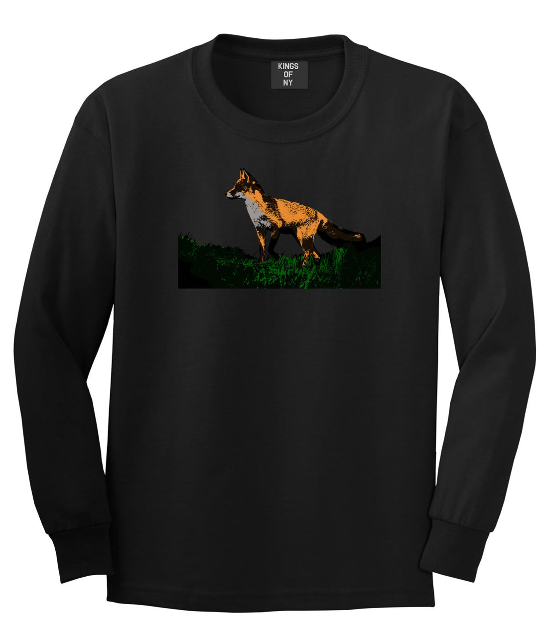 Fox In The Grass Painted Art Long Sleeve T-Shirt