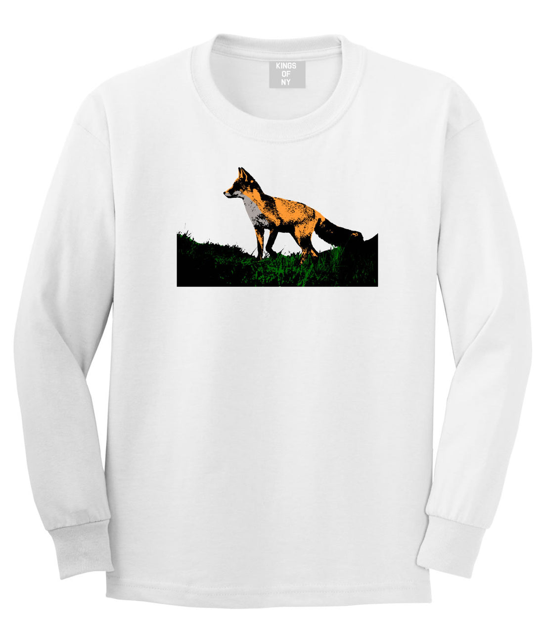 Fox In The Grass Painted Art Long Sleeve T-Shirt