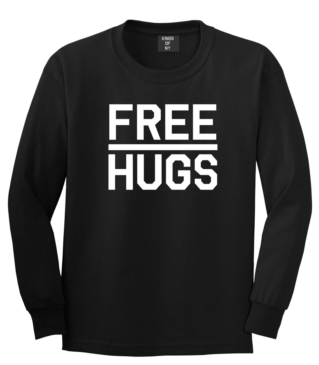 Free Hugs Funny Mens Black Long Sleeve T-Shirt by KINGS OF NY