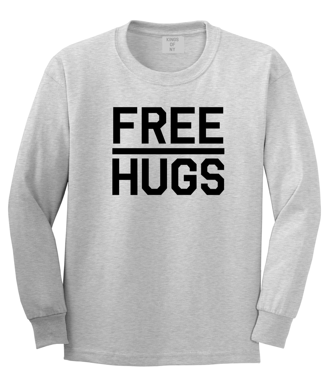 Free Hugs Funny Mens Grey Long Sleeve T-Shirt by KINGS OF NY