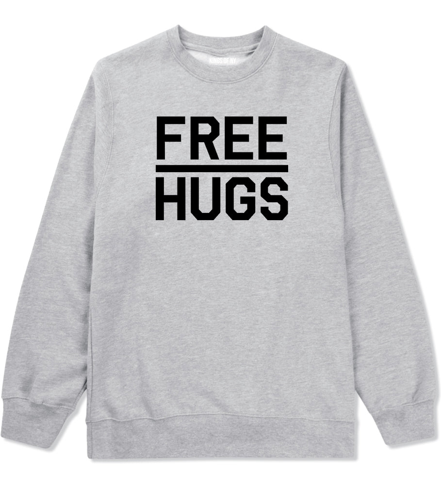 Free Hugs Funny Mens Grey Crewneck Sweatshirt by KINGS OF NY