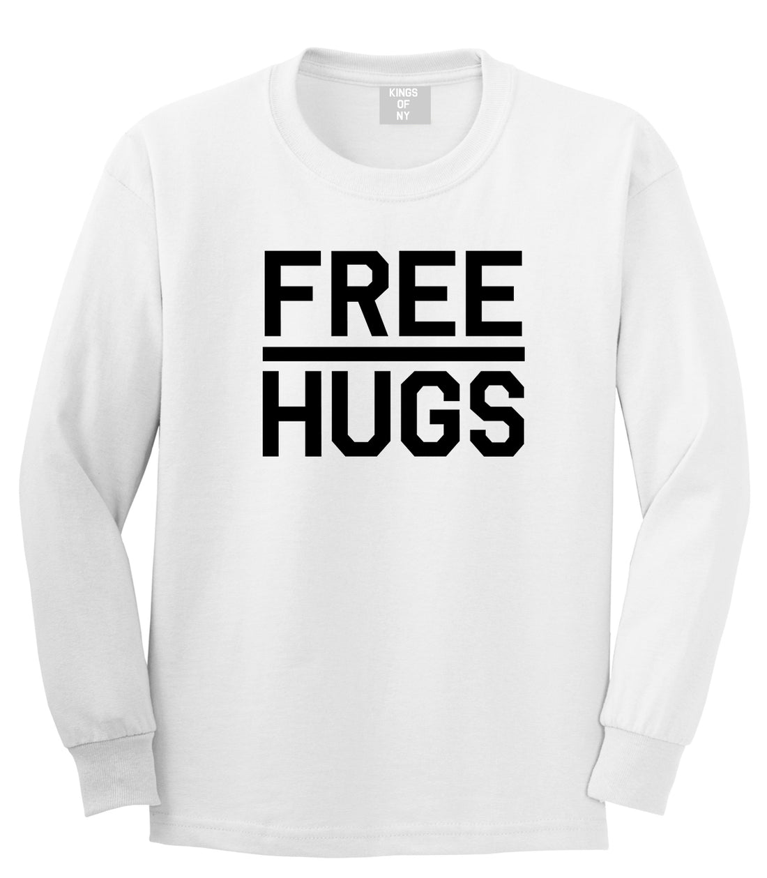 Free Hugs Funny Mens White Long Sleeve T-Shirt by KINGS OF NY