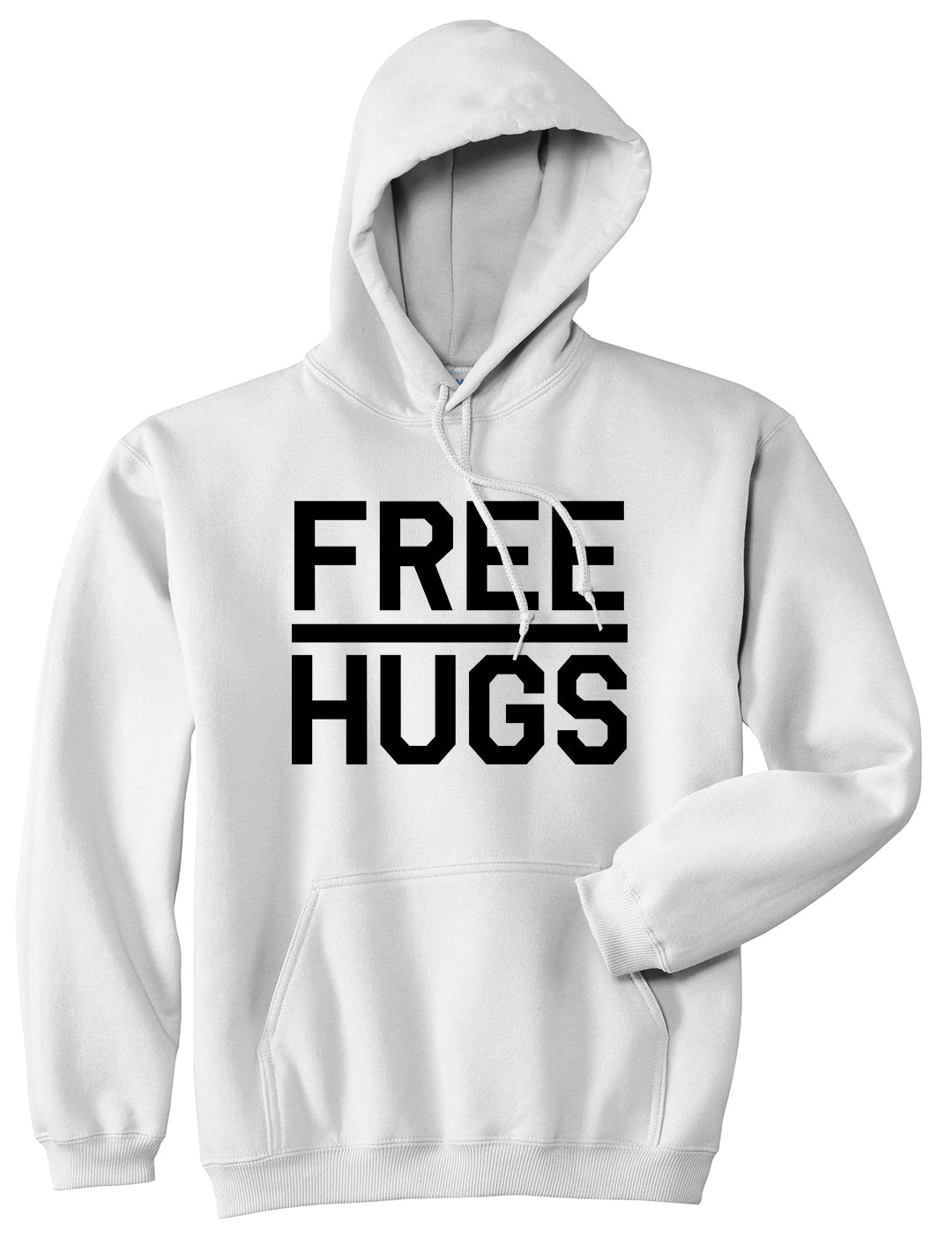 Free Hugs Funny Mens White Pullover Hoodie by KINGS OF NY