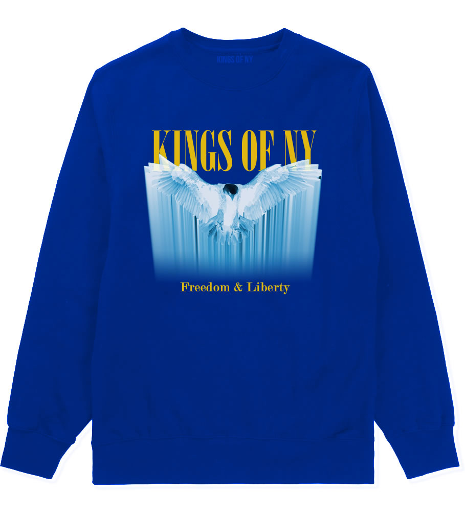 Freedom And Liberty Eagle Mens Crewneck Sweatshirt Royal Blue By Kings Of NY