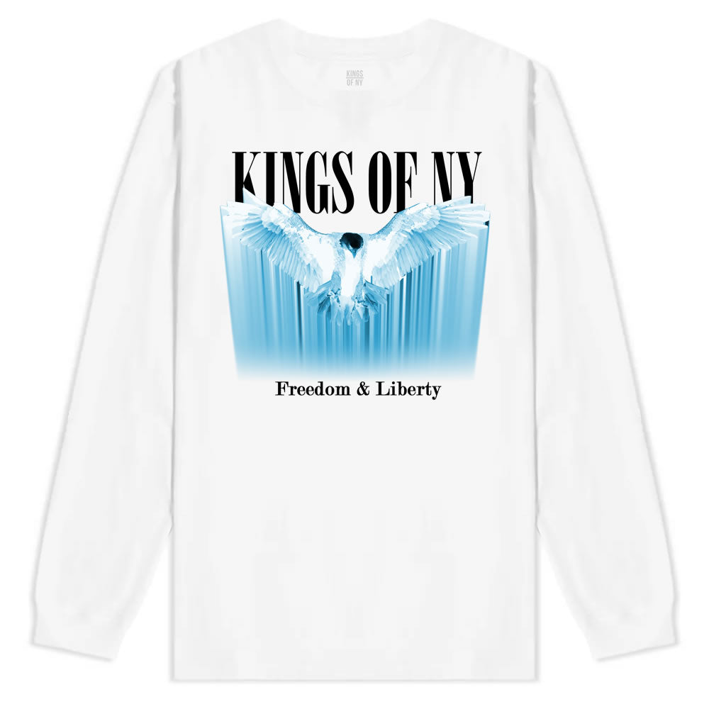 Freedom And Liberty Eagle Mens Long Sleeve T-Shirt White By Kings Of NY