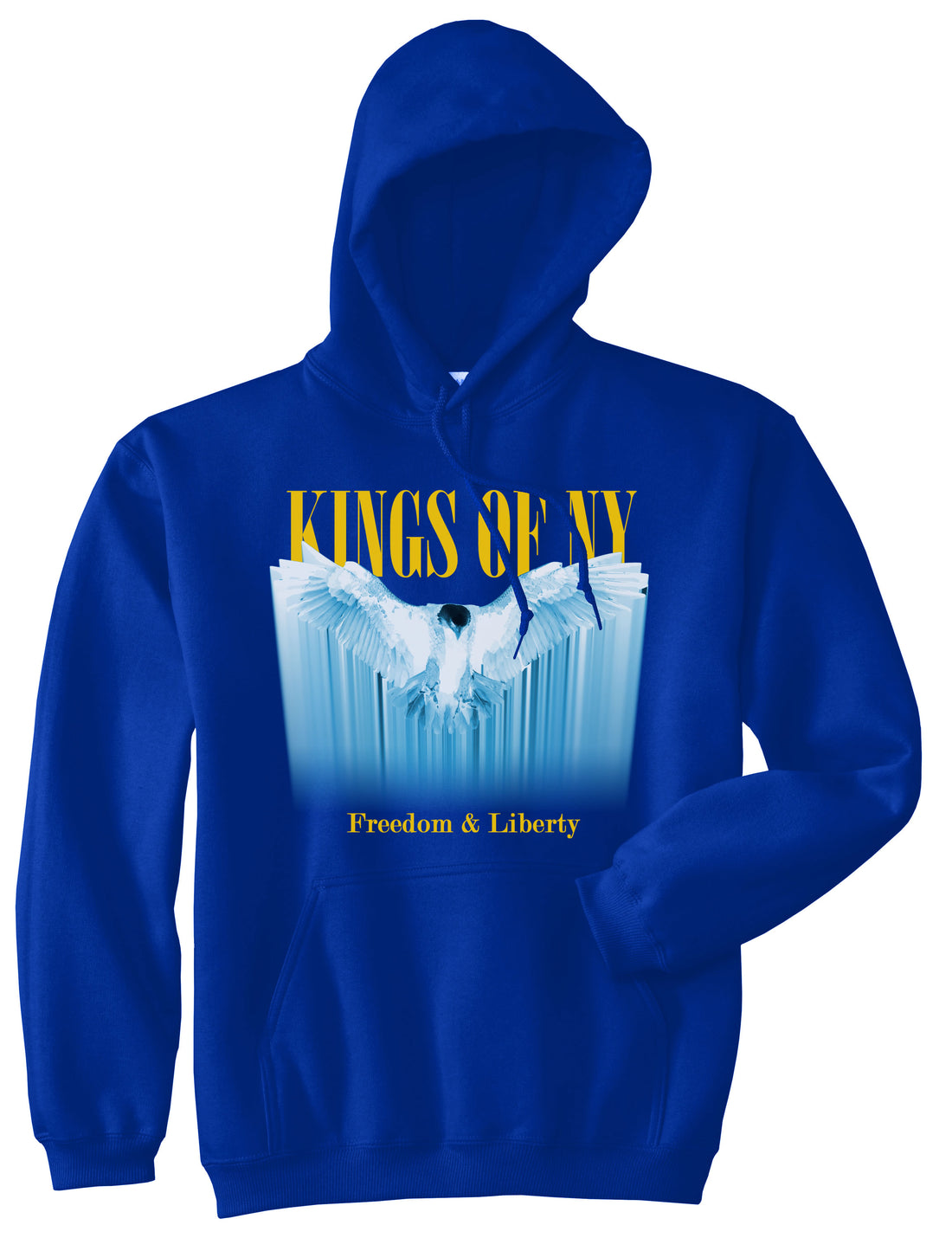 Freedom And Liberty Eagle Mens Pullover Hoodie Royal Blue By Kings Of NY