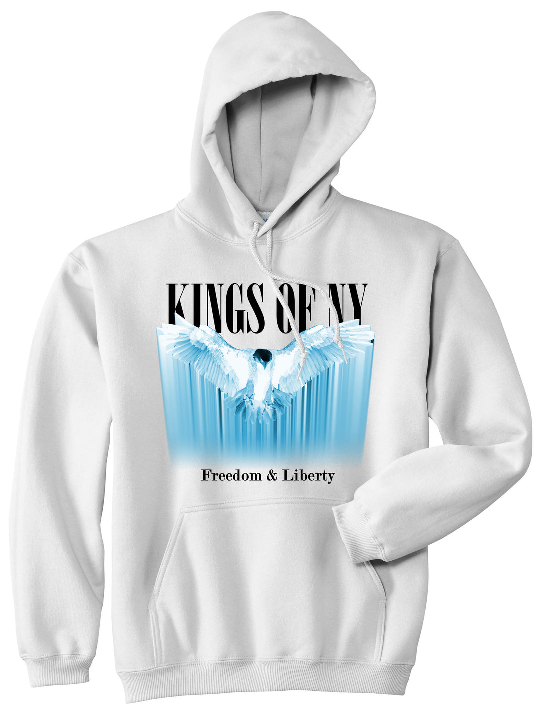 Freedom And Liberty Eagle Mens Pullover Hoodie White By Kings Of NY