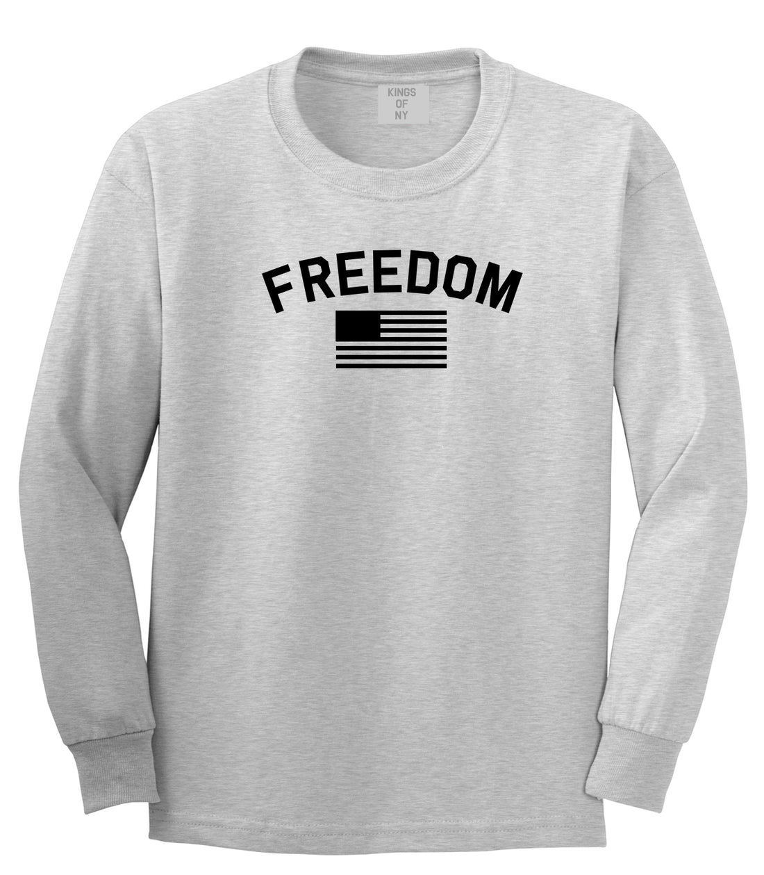 Freedom Flag Mens Grey Long Sleeve T-Shirt by KINGS OF NY
