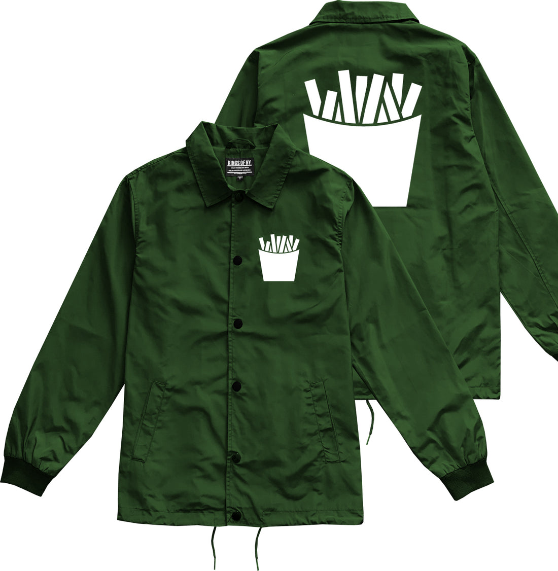 French Fry Fries Chest Mens Green Coaches Jacket by KINGS OF NY
