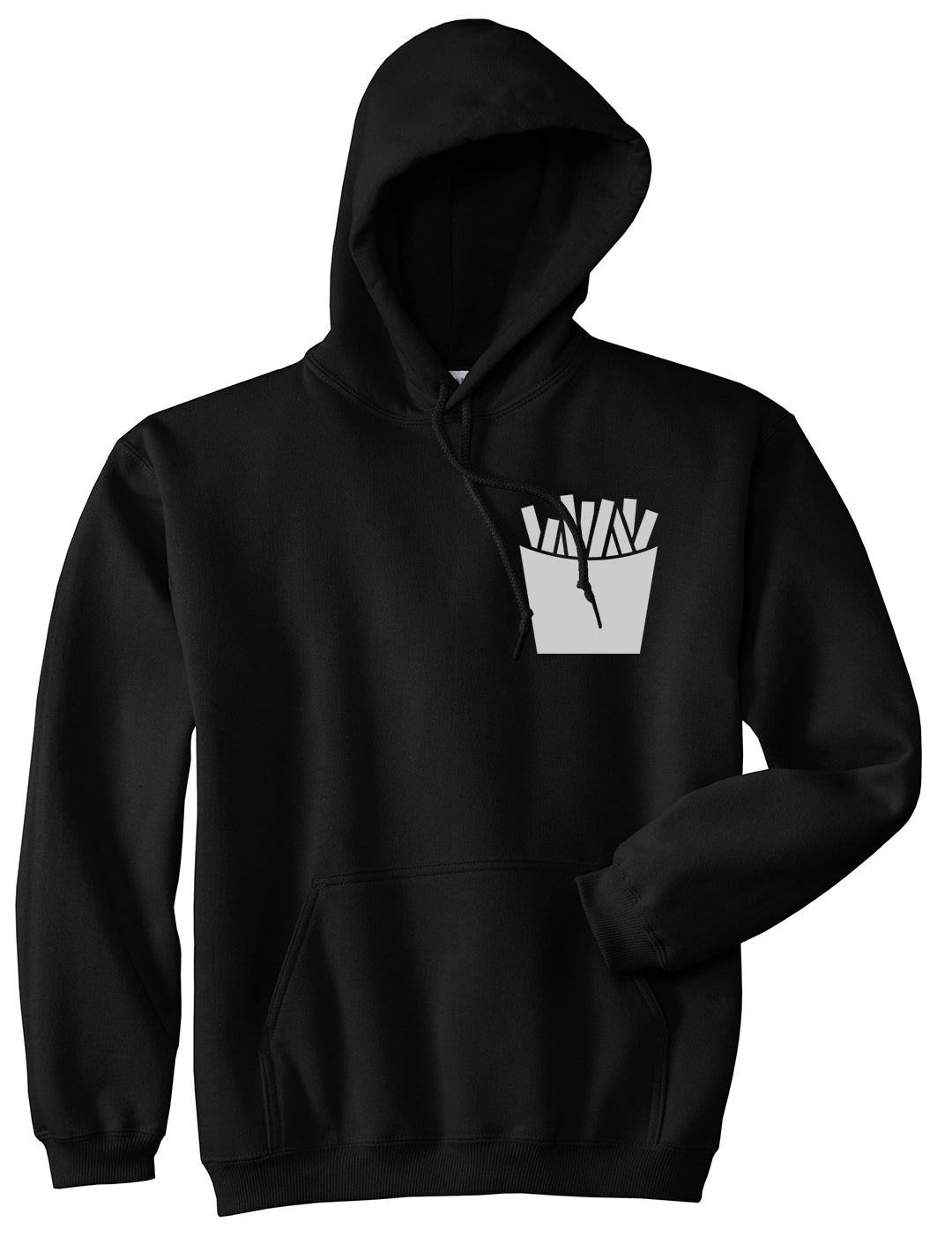 French Fry Fries Chest Mens Black Pullover Hoodie by KINGS OF NY