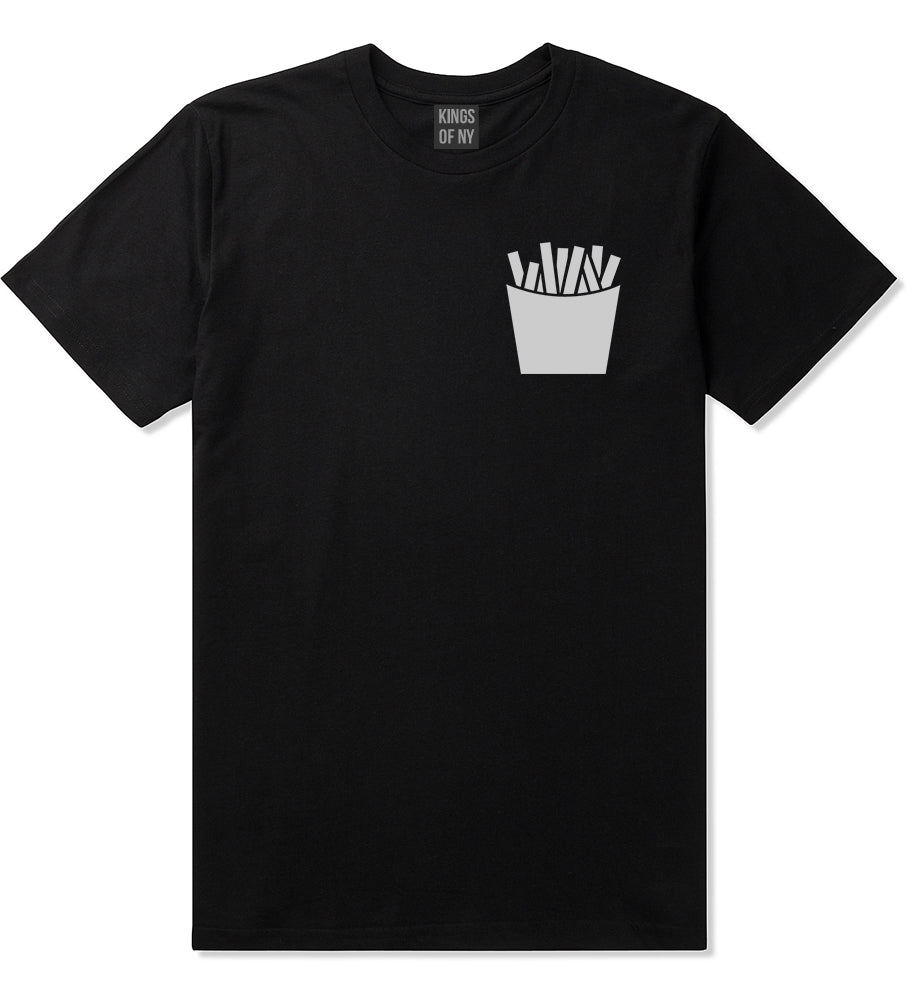 French Fry Fries Chest Mens Black T-Shirt by KINGS OF NY