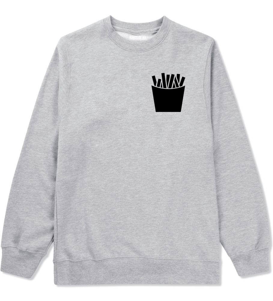 French Fry Fries Chest Mens Grey Crewneck Sweatshirt by KINGS OF NY