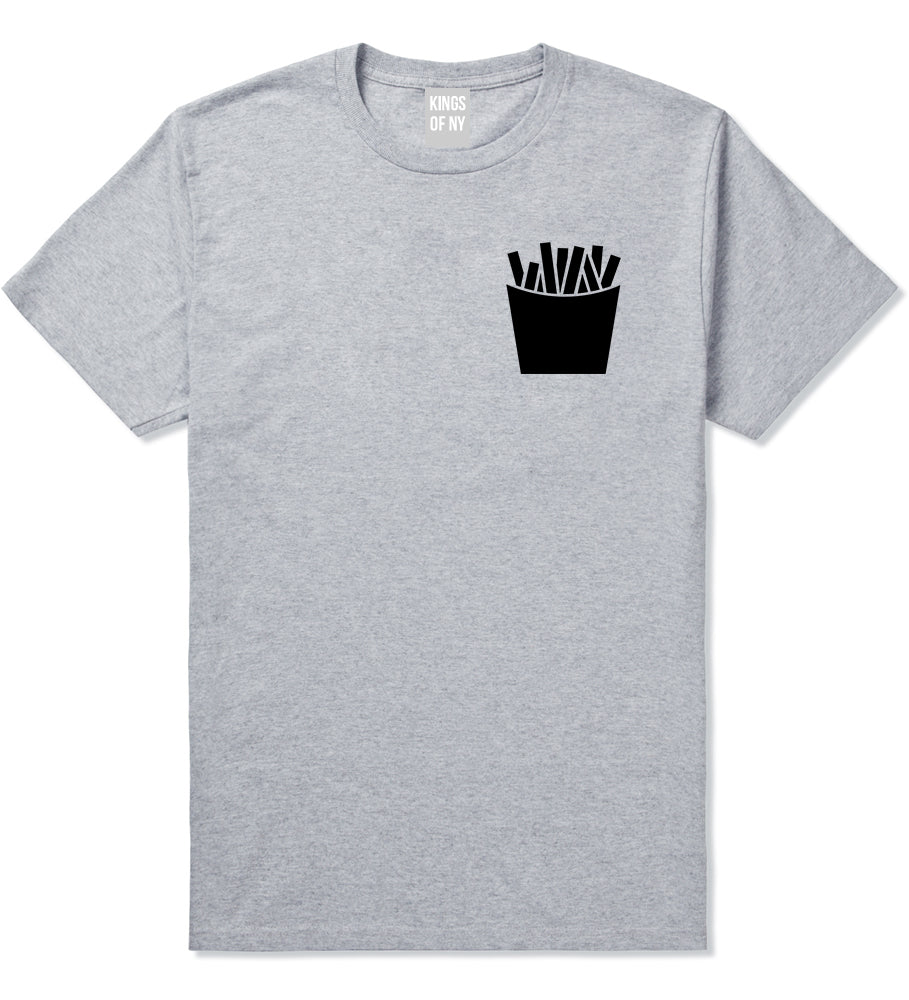 French Fry Fries Chest Mens Grey T-Shirt by KINGS OF NY
