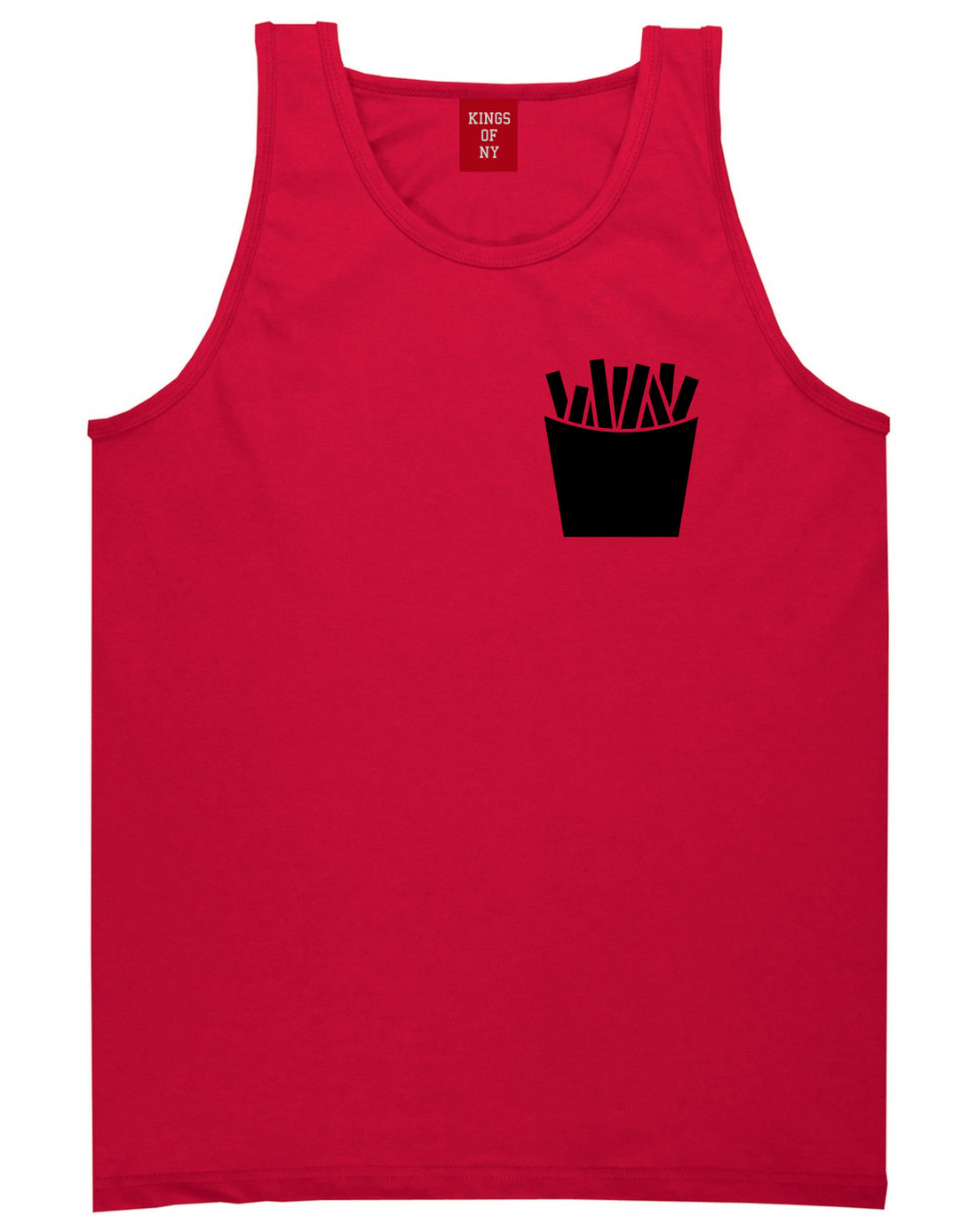 French Fry Fries Chest Mens Red Tank Top Shirt by KINGS OF NY