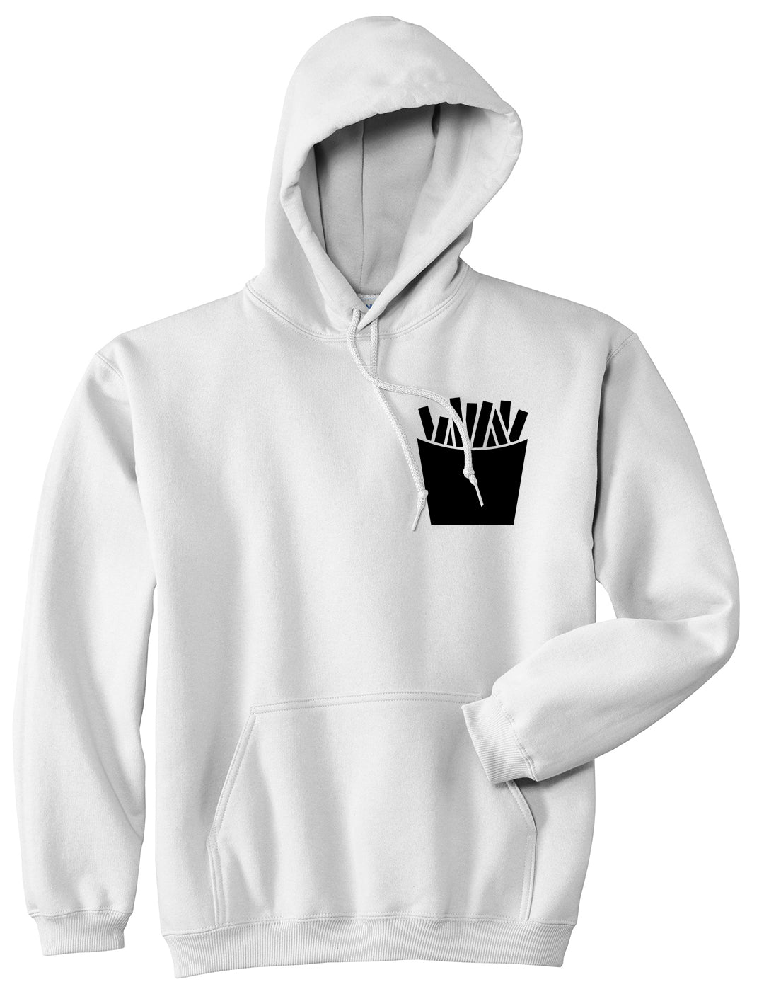 French Fry Fries Chest Mens White Pullover Hoodie by KINGS OF NY