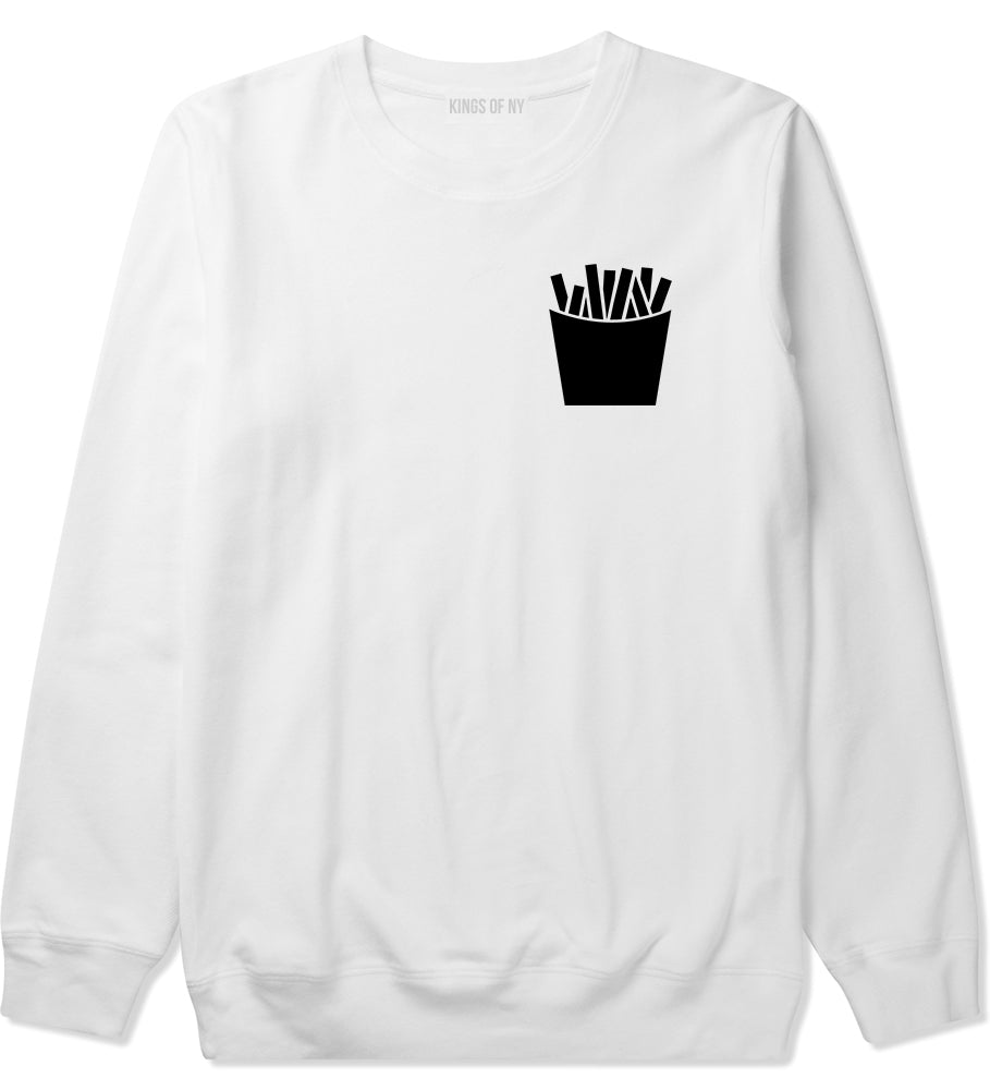 French Fry Fries Chest Mens White Crewneck Sweatshirt by KINGS OF NY