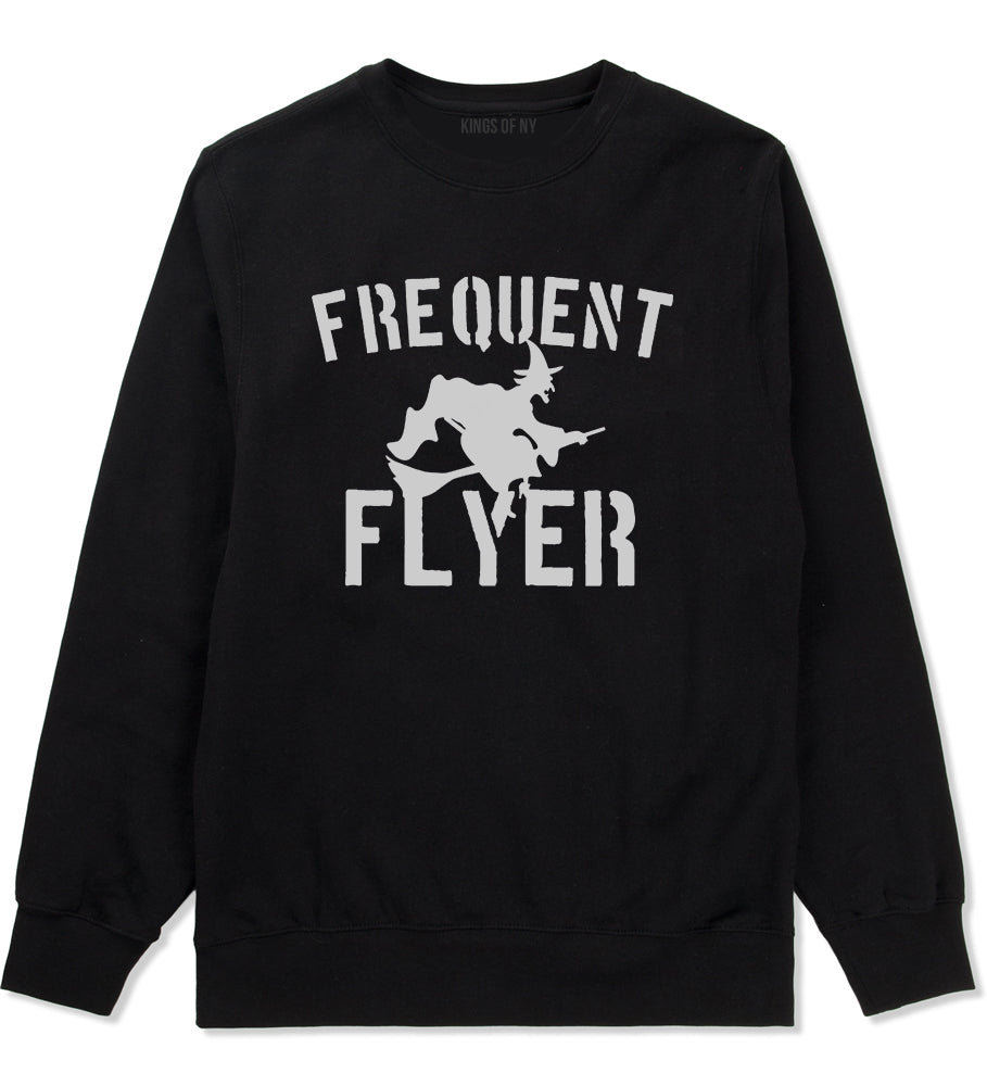 Frequent Flyer Witch Funny Halloween Mens Crewneck Sweatshirt Black