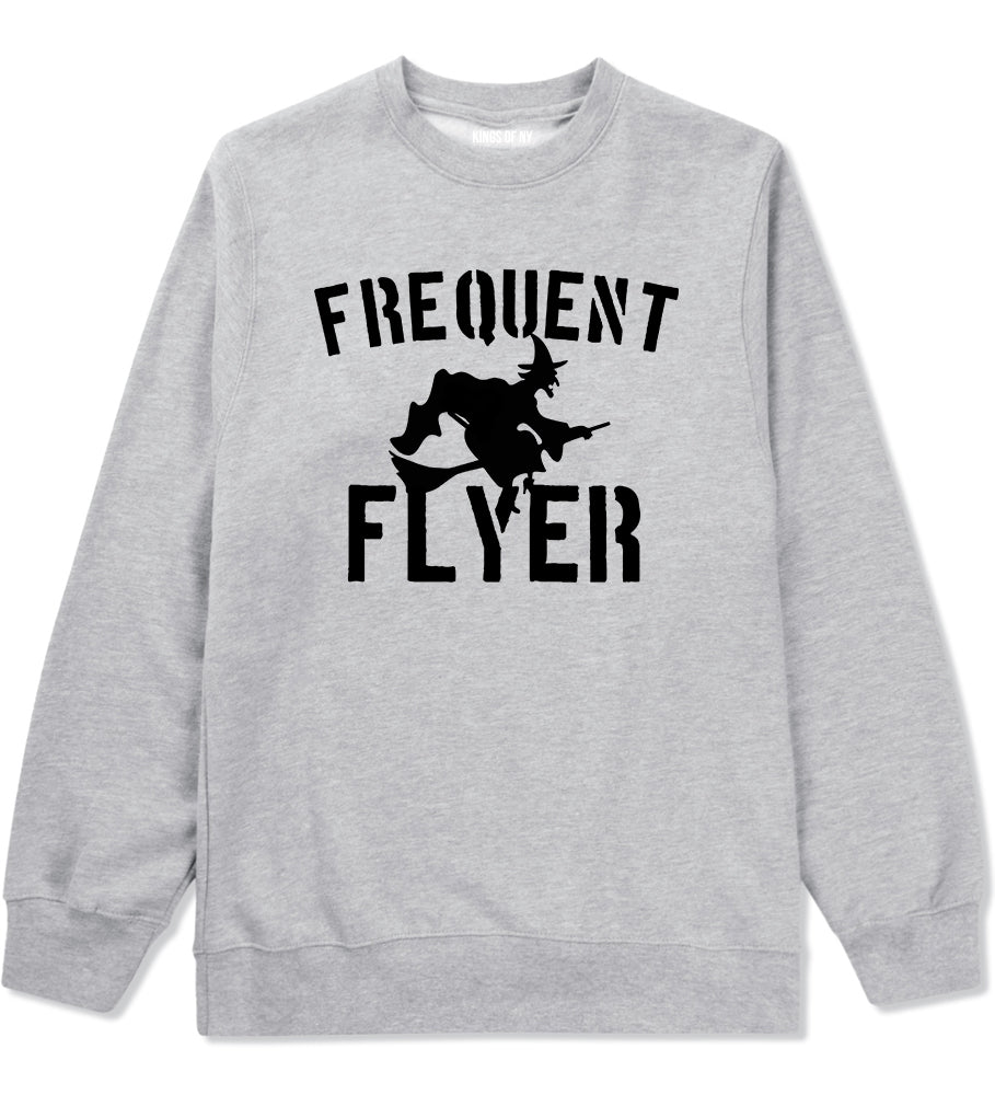 Frequent Flyer Witch Funny Halloween Mens Crewneck Sweatshirt Grey