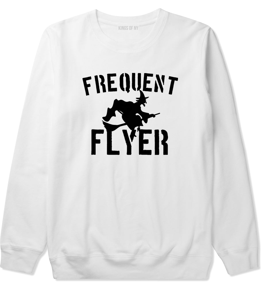 Frequent Flyer Witch Funny Halloween Mens Crewneck Sweatshirt White