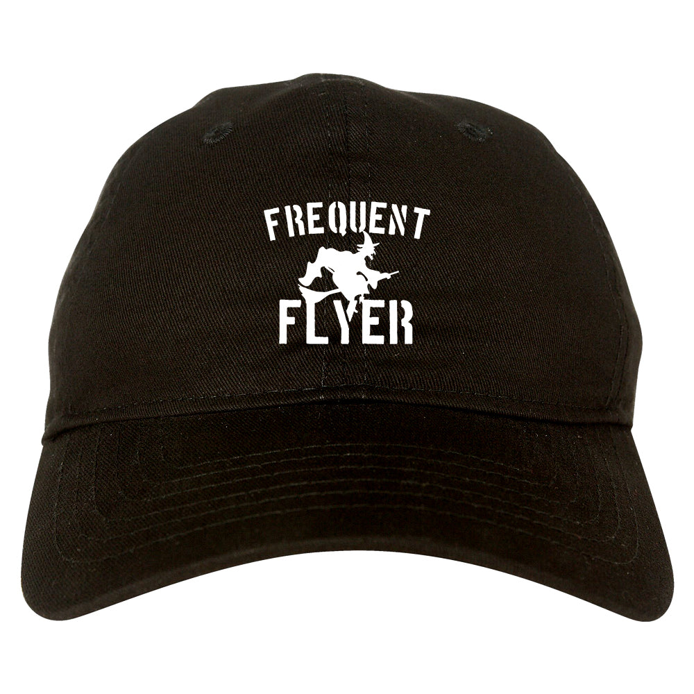Frequent Flyer Witch Funny Halloween Mens Dad Hat Black