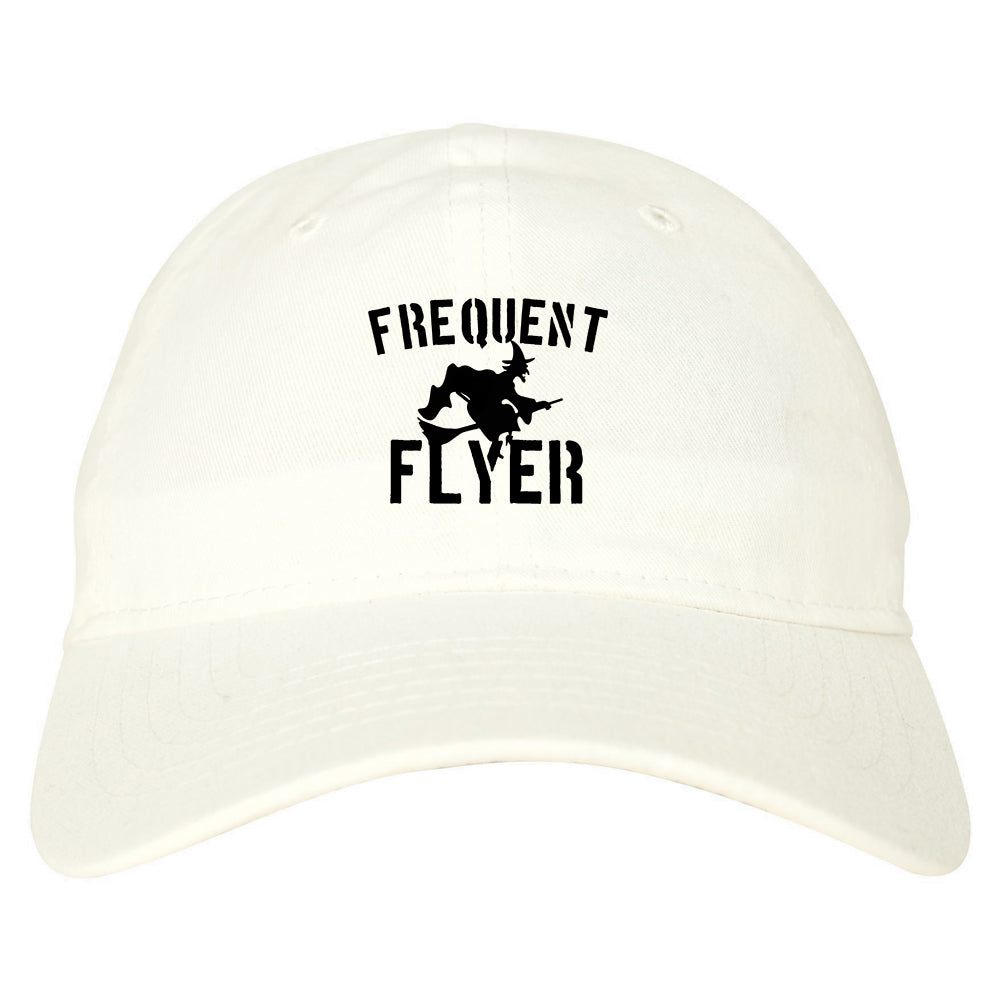 Frequent Flyer Witch Funny Halloween Mens Dad Hat White