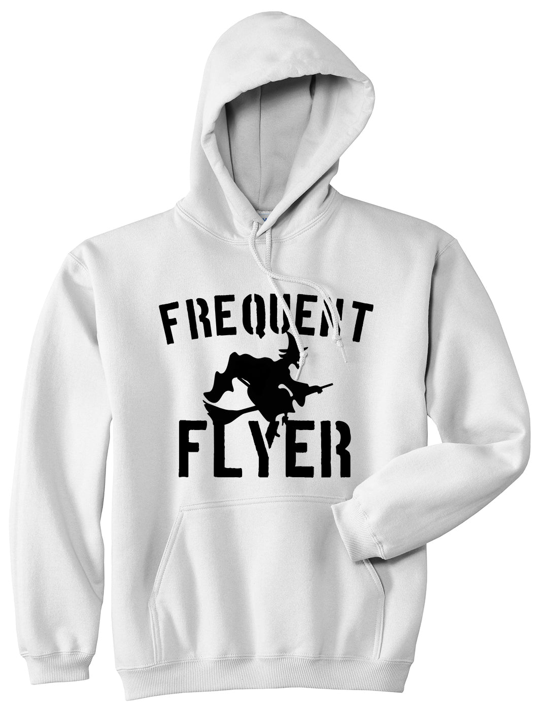 Frequent Flyer Witch Funny Halloween Mens Pullover Hoodie White