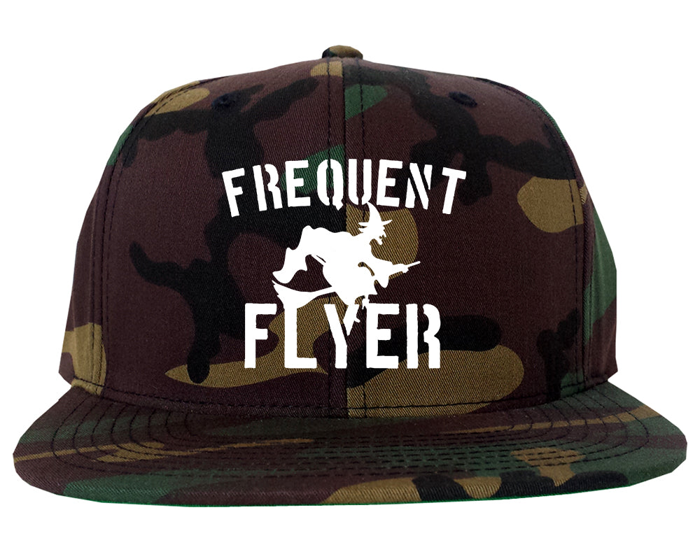 Frequent Flyer Witch Funny Halloween Mens Snapback Hat Army Camo
