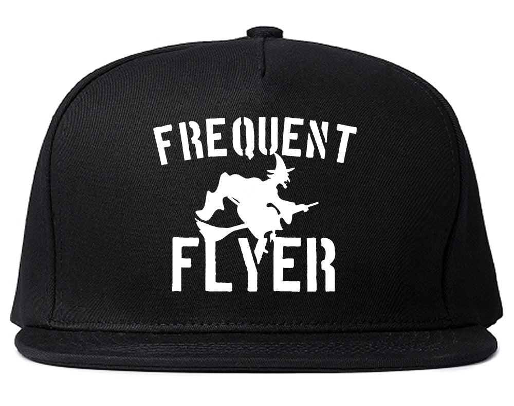 Frequent Flyer Witch Funny Halloween Mens Snapback Hat Black
