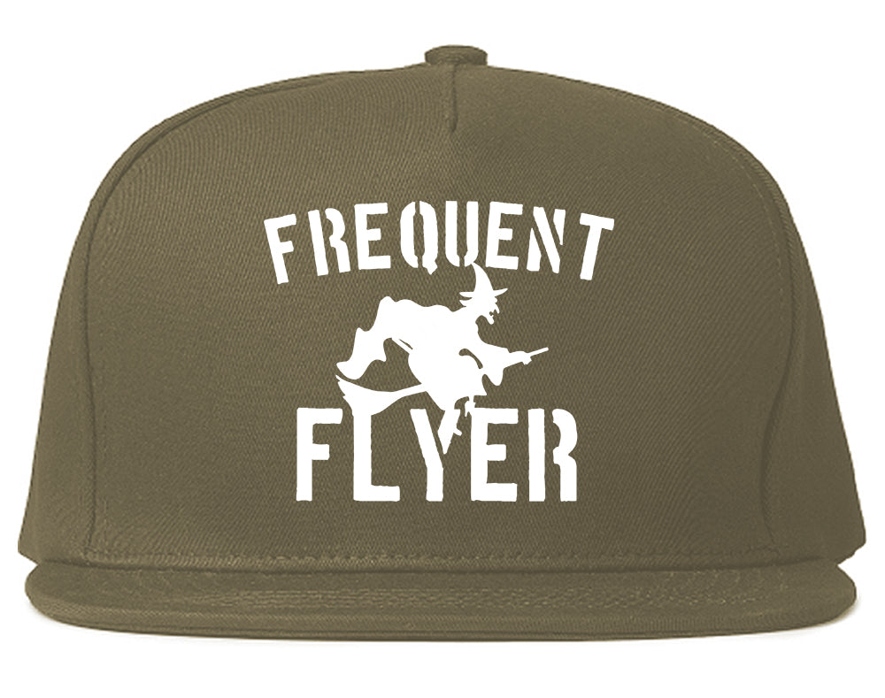 Frequent Flyer Witch Funny Halloween Mens Snapback Hat Grey