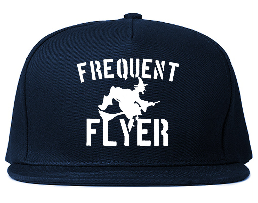 Frequent Flyer Witch Funny Halloween Mens Snapback Hat Navy Blue