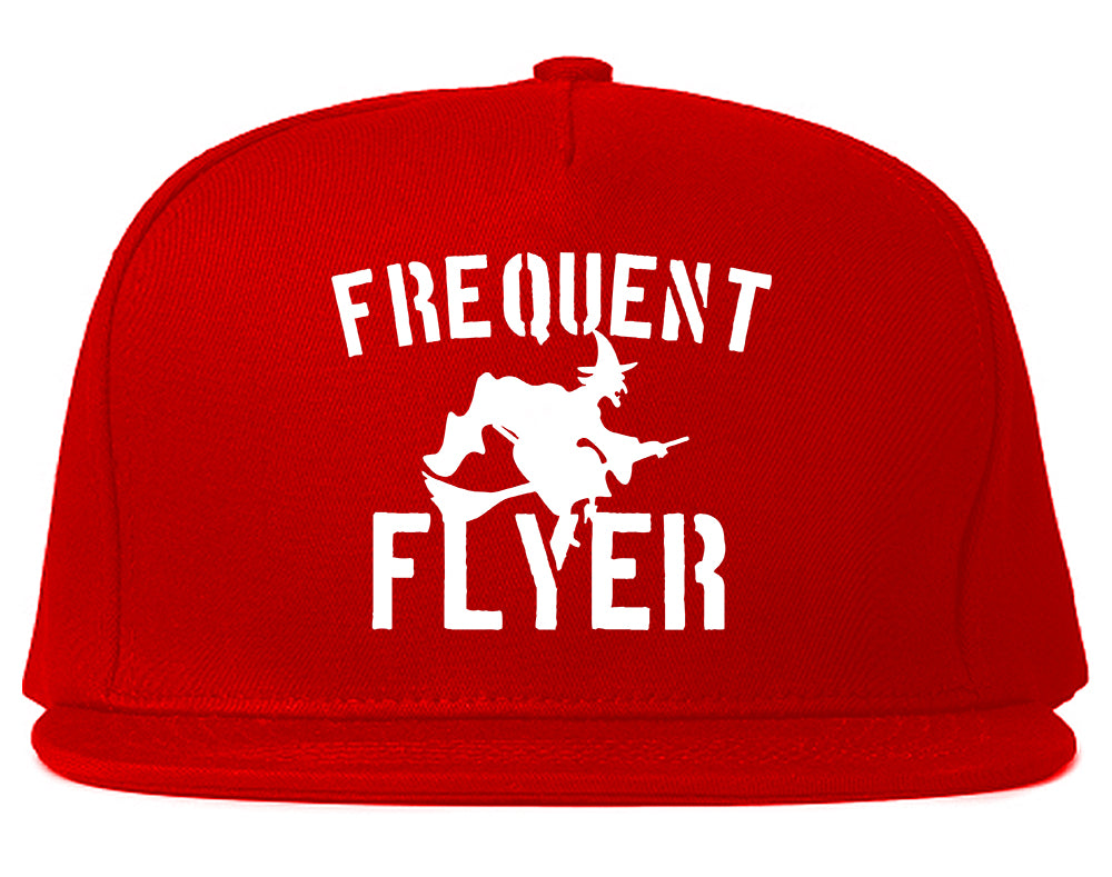 Frequent Flyer Witch Funny Halloween Mens Snapback Hat Red