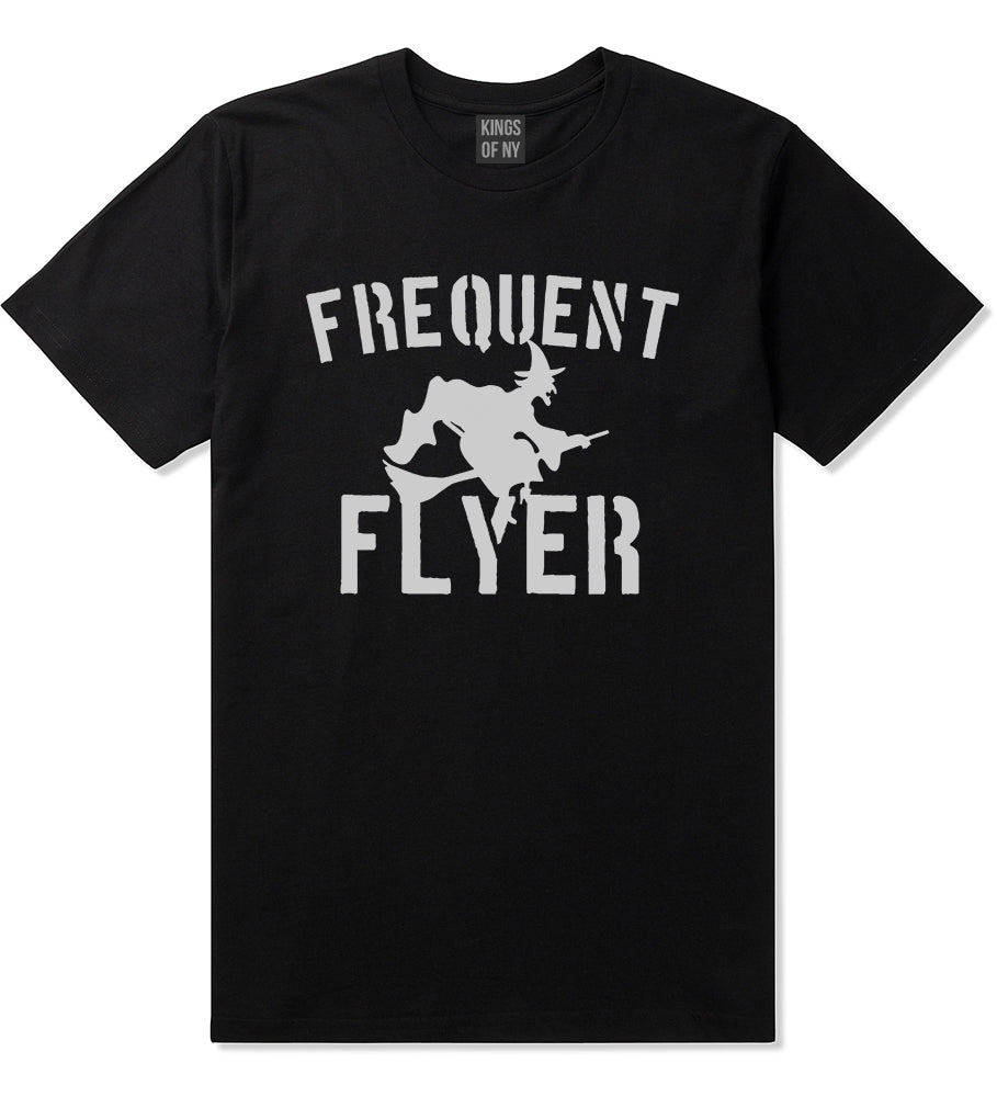 Frequent Flyer Witch Funny Halloween Mens T-Shirt Black
