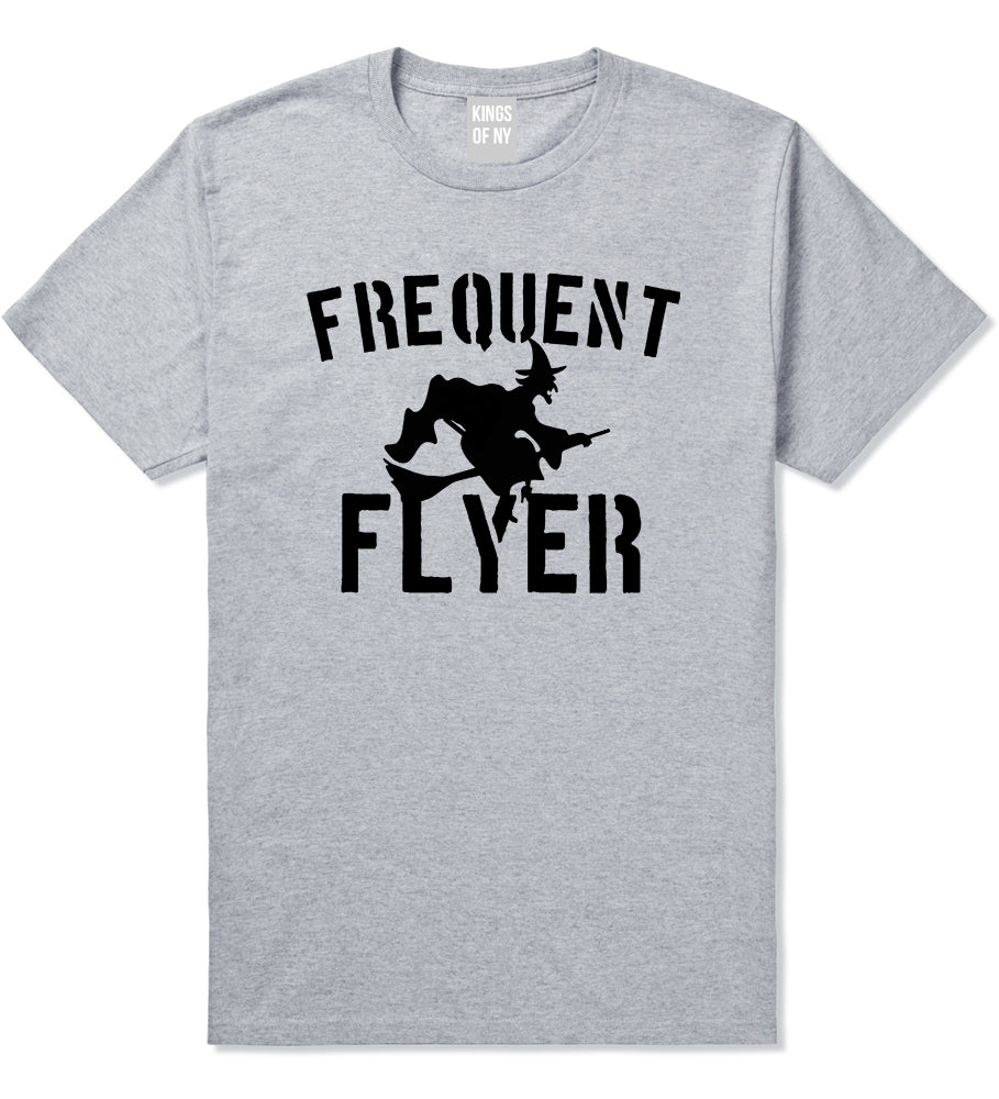 Frequent Flyer Witch Funny Halloween Mens T-Shirt Grey
