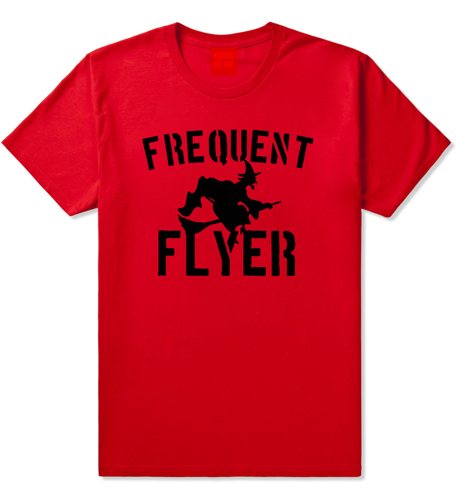 Frequent Flyer Witch Funny Halloween Mens T-Shirt Red