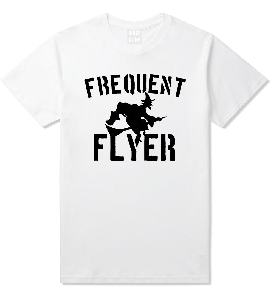 Frequent Flyer Witch Funny Halloween Mens T-Shirt White