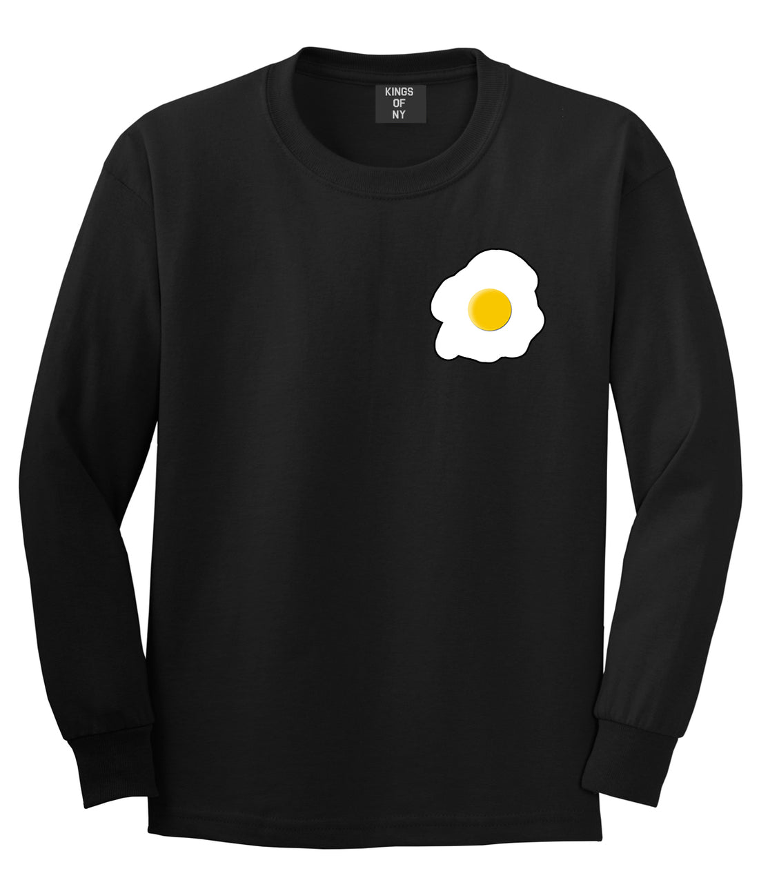 Fried Egg Breakfast Chest Mens Black Long Sleeve T-Shirt by KINGS OF NY