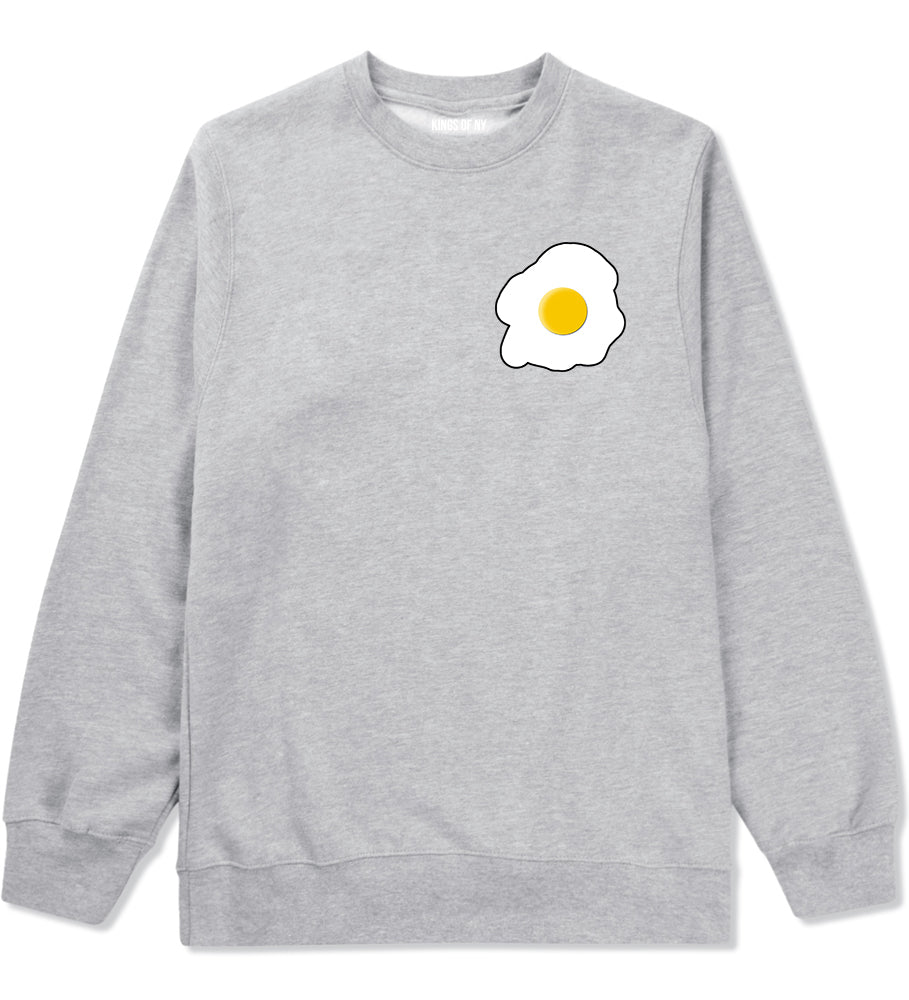 Fried Egg Breakfast Chest Mens Grey Crewneck Sweatshirt by KINGS OF NY