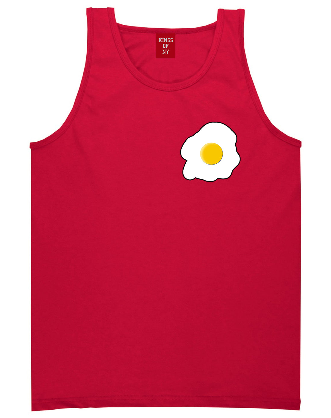 Fried Egg Breakfast Chest Mens Red Tank Top Shirt by KINGS OF NY