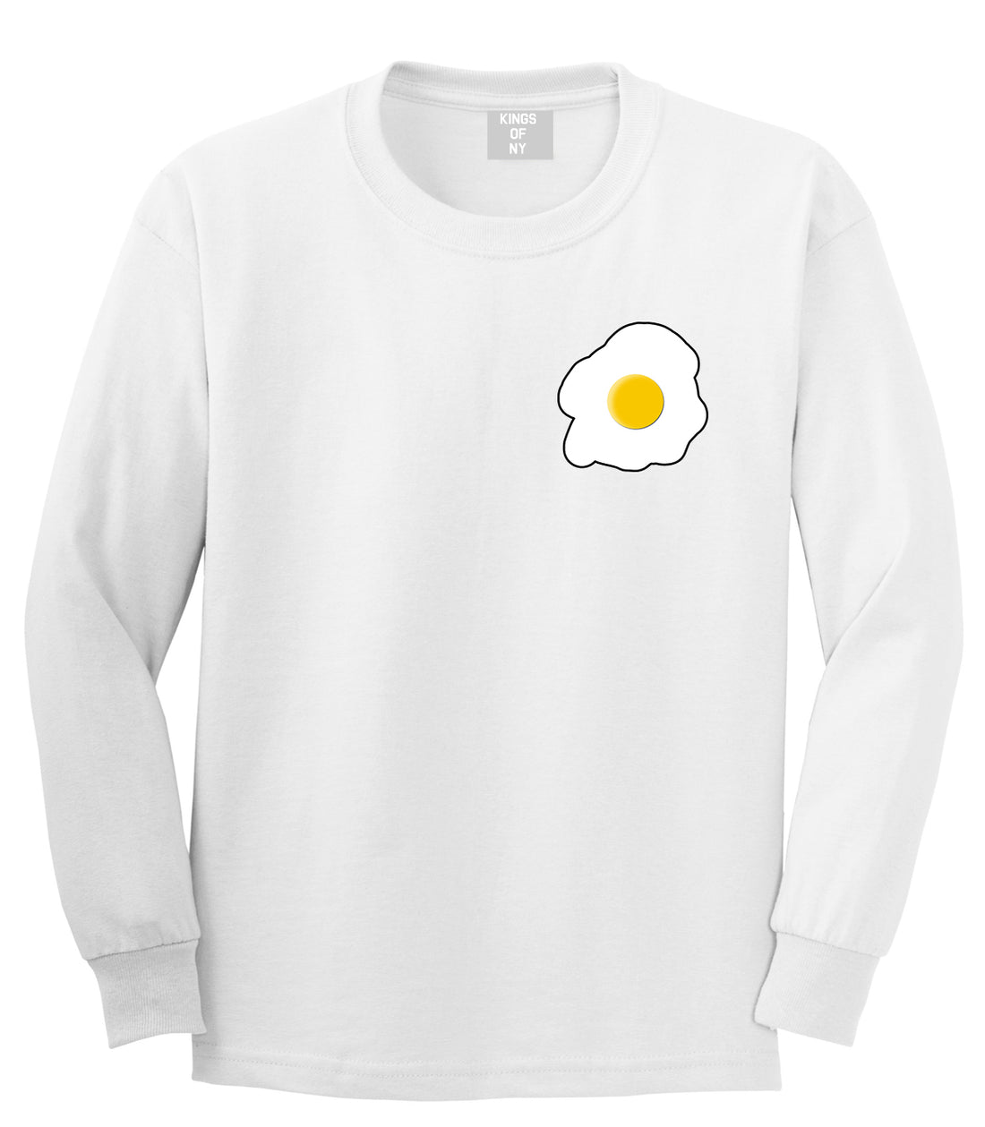 Fried Egg Breakfast Chest Mens White Long Sleeve T-Shirt by KINGS OF NY